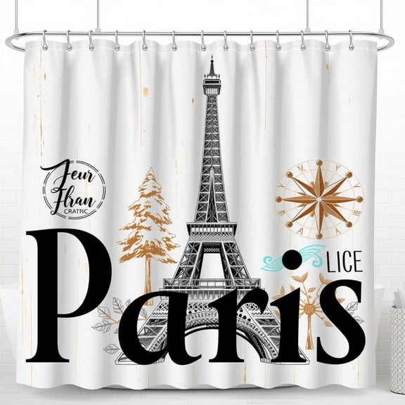 Elegant Paris-Themed Shower Curtain Design