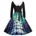 thumbnail image 1 of Elegant Party Dress Long Sleeve Collar Asymmetrical Evening Gown For Holiday Festive Casual Wear, 1 of 3
