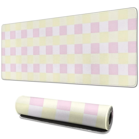 Elegant Pastel Checkered Desk Mat - Aesthetic Office Decor, Extra Large Mouse and Laptop Pad, Gaming Mat - Ideal for Office & Home, Size 31.5x11.8in.