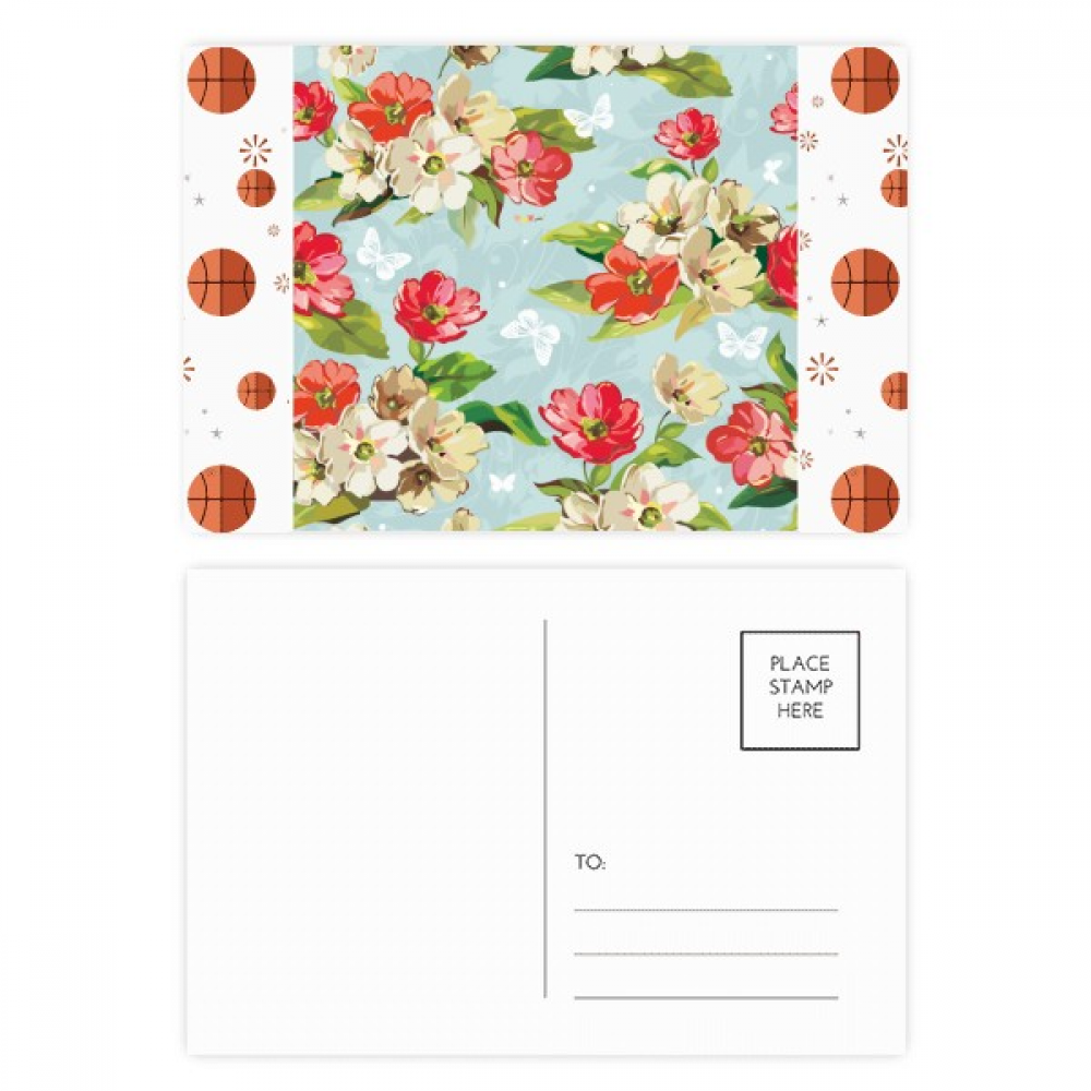 Elegant Peach Blossom Flowers Drawing s Basketball Postcard Set Thanks Card Mailing Side 20pcs