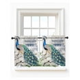 thumbnail image 1 of Elegant Peacock Tier Curtains 36 Inch Length,Sheer Curtains for Bedroom Living Room Window Vintage Attic Magnificent Feathers Rod Pocket Drapes Kitchen Curtains Small Half Window 27.5"x36" 2 Panels, 1 of 6