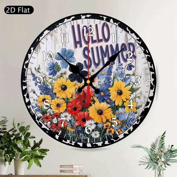 Elegant Peacock Waterfall Round Wall Clock Silent Non Ticking Nature Art Home Decor