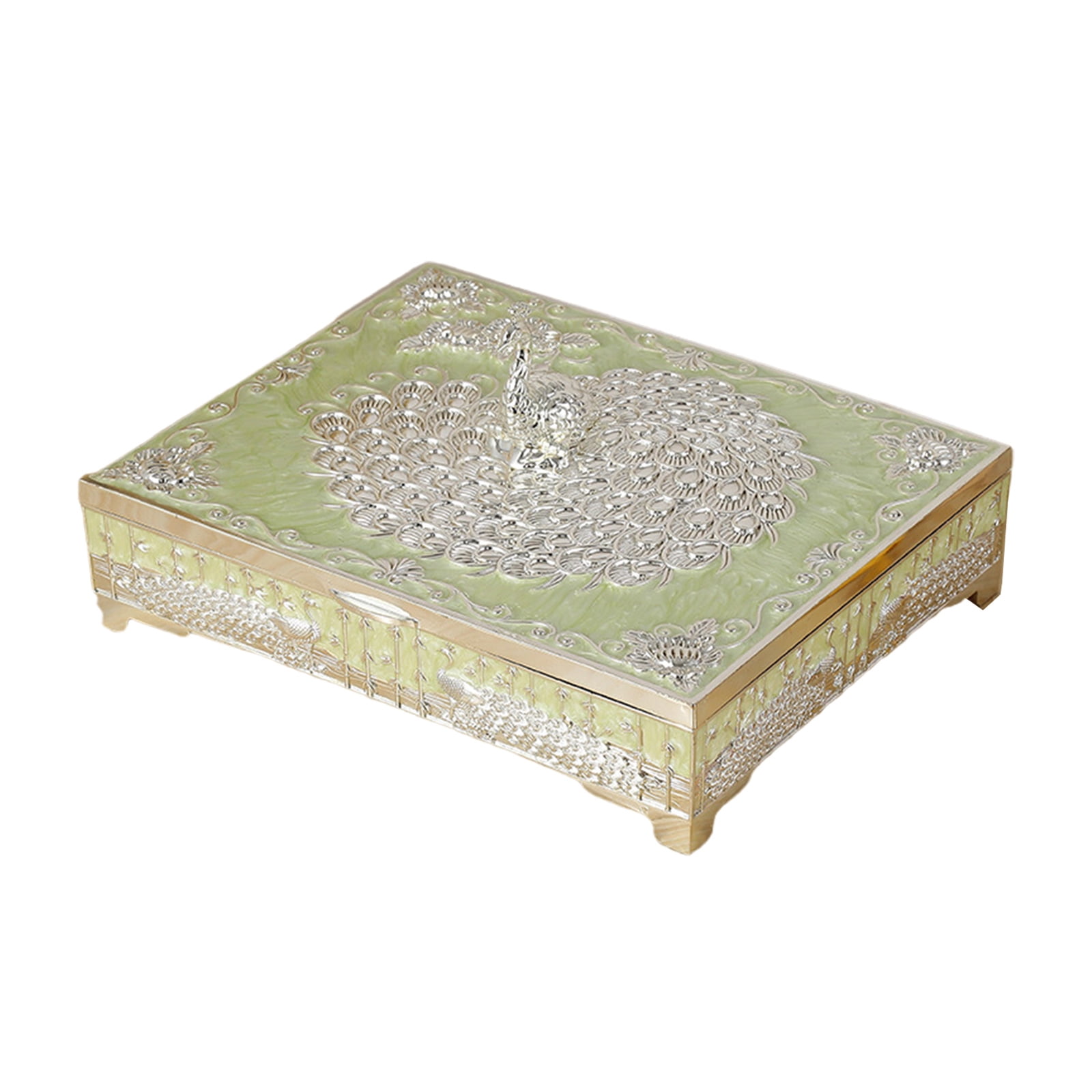Elegant Peacockbird Jewelry Box Metal Alloy Storage Planner For Earrings Necklaces Home Deck