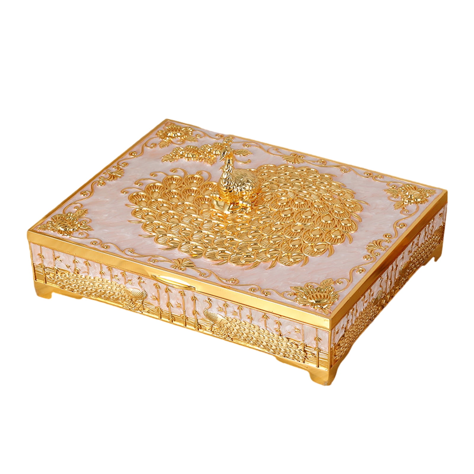 Elegant Peacockbird Jewelry Box Metal Alloy Storage Planner For Earrings Necklaces Home Deck
