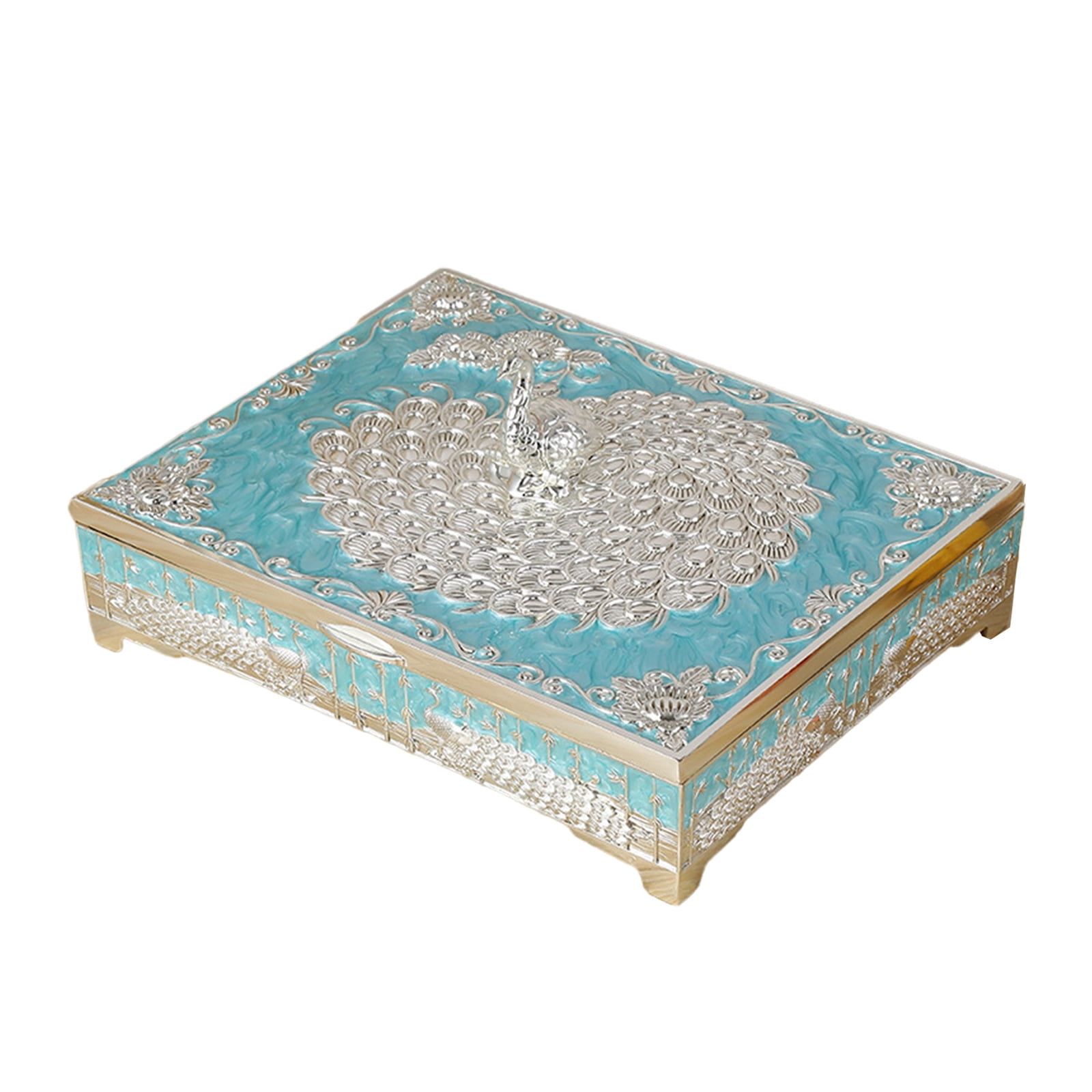 Elegant Peacockbird Jewelry Box Metal Alloy Storage Planner For Earrings Necklaces Home Deck