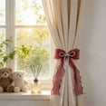 thumbnail image 1 of Elegant Pearl Bow Curtain Tieback - 26.9 X 12.9in Decorative Window Drapery Holdback - Three Colors Available for Home Living Room & Bedroom Decor, Wine, 1pc, 1 of 6
