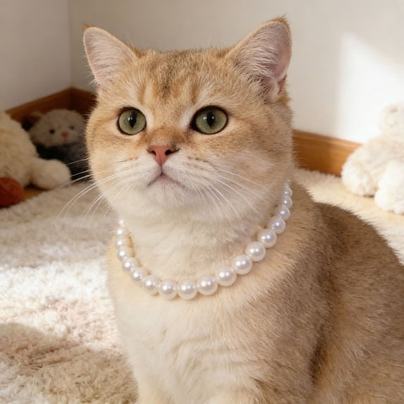 Elegant Pearl Choker Necklace for with Adjustable Secure Closure for Small Cats and Dogs Pet Jewelry Accessory Delicate Pearl Lightweight and Comfortable Wear