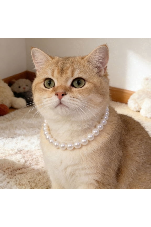 Elegant Pearl Choker Necklace for Delicate Accessory with Adjustable Secure Closure Crafted for Small Cats and Dogs