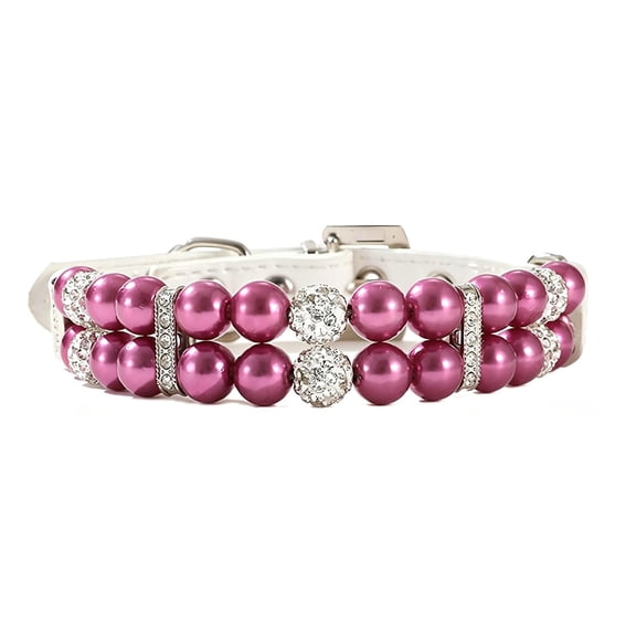Elegant Pearl Collar And Sparkling Cat For Teacup Puppies And Small