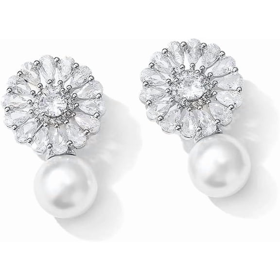 Elegant Pearl Drop Earrings for Women  Vintage Crystal Stud Earrings, Elegant Pearl Jewelry for Holidays, Weddings, Diwali Parties, Anniversaries, Prom, Date Night, Everyday Wear & Gift[n359]