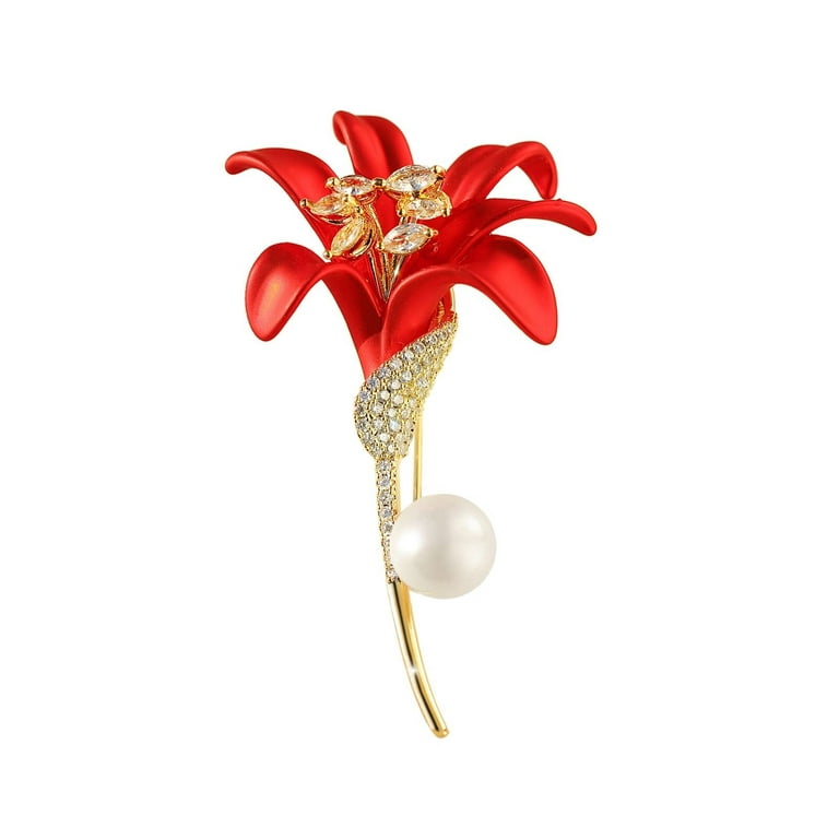 clberni Elegant Pearl Flower Designer Brooch Pins Broches Costume Jewelry for Women Fashion Christmas Gift, Women's, Size: 2.3 x 1.3