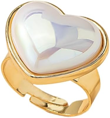 Elegant Pearl Heart Adjustable Rings for Women Dainty Engagement ...