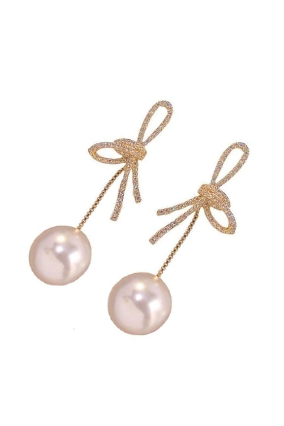 Trend Ribbon Bowknot Earrings for Women Cartilage Ear Piercing Sweet Bows Long Tassels Pearl Ear Jewelry Accessory