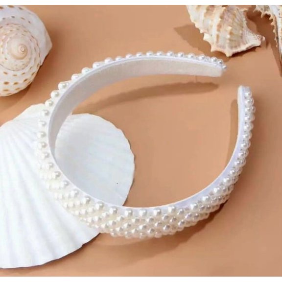 Elegant Pearl and Crystal Bridal Tiara Headband - Korean Princess Style Hair Accessory for Women