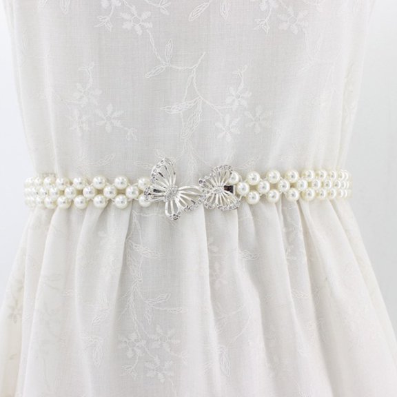 Elegant Pearls Belt Rhinestones Faux Pearl Dress Belt Bridal Crystal Wedding Elastic Belt Sash Female Girls Dresses Accessories