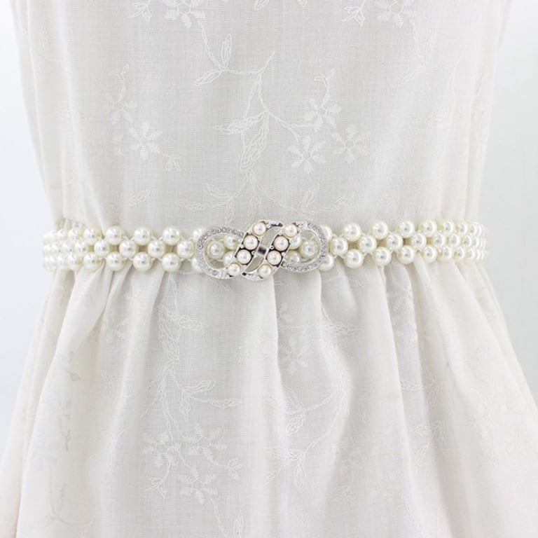 Rhinestone Elastic Waist Belt Crystal Wedding Sash Dress Accessory Elegant Pearls Belt Rhinestones Faux Pearl Dress Belt Bridal  main image 3