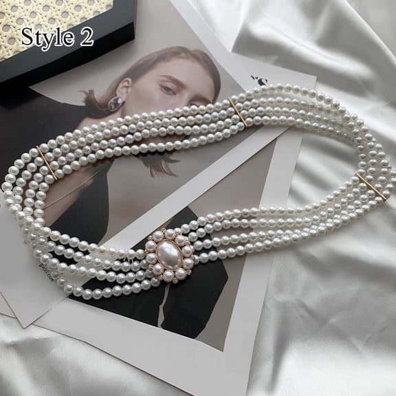 Elegant Pearls Belt Rhinestones Faux Pearl Dress Belt Bridal Crystal Wedding Elastic Belt Sash Female Girls Dresses Accessories