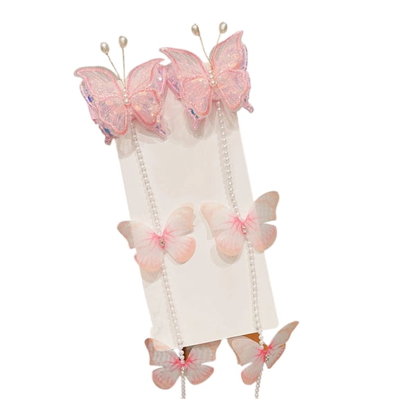 Elegant Pearls Butterfly Chain Hairpin Securely for Children Teen Special Occasion