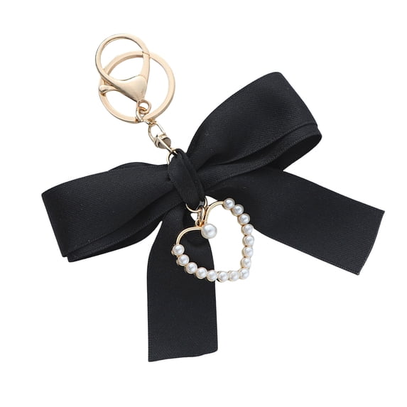 Elegant Pearls Heart Ribbon Bowknot Keychain For Women With Korean Styles Designs And Sturdy Alloy Materials