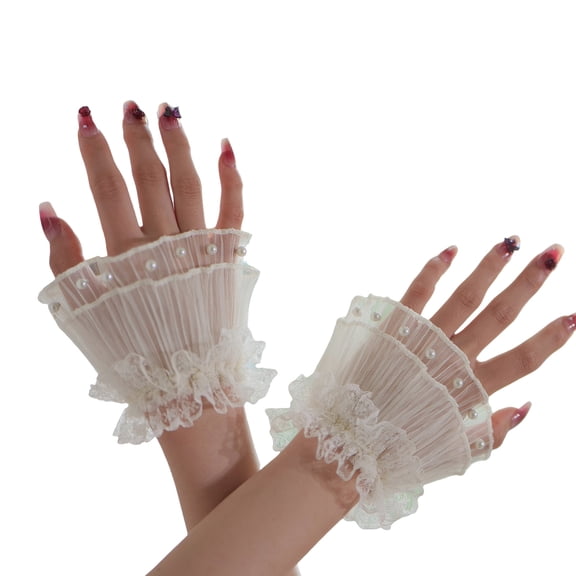 Elegant Pearls Lace Cuffs Sleeves Wrist Cuffs For Nails Art Photography And Fashion Decorative Sleeves Hand Accessories