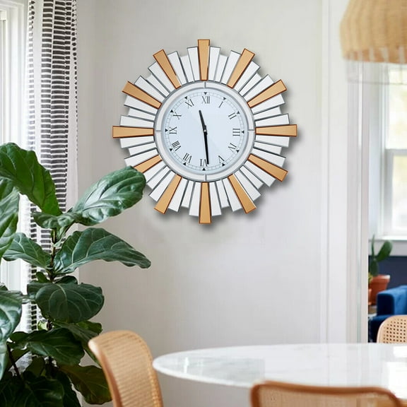 Elegant Peice Of Decor Wall Clock Beveled Mirrorred Glass Silent Roman Numerals for Bedroom, Living Room