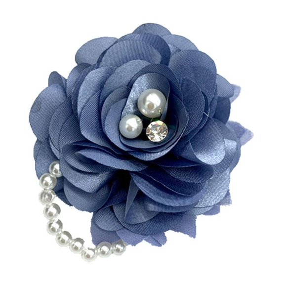 Elegant Peony Flower Brooch Pin for Women Lady Fabric Flower Pearl Brooch Lapel Pins for Wedding Bohemia Dress Suit Ceremony Clothes Accessories Jewelry (Blue)