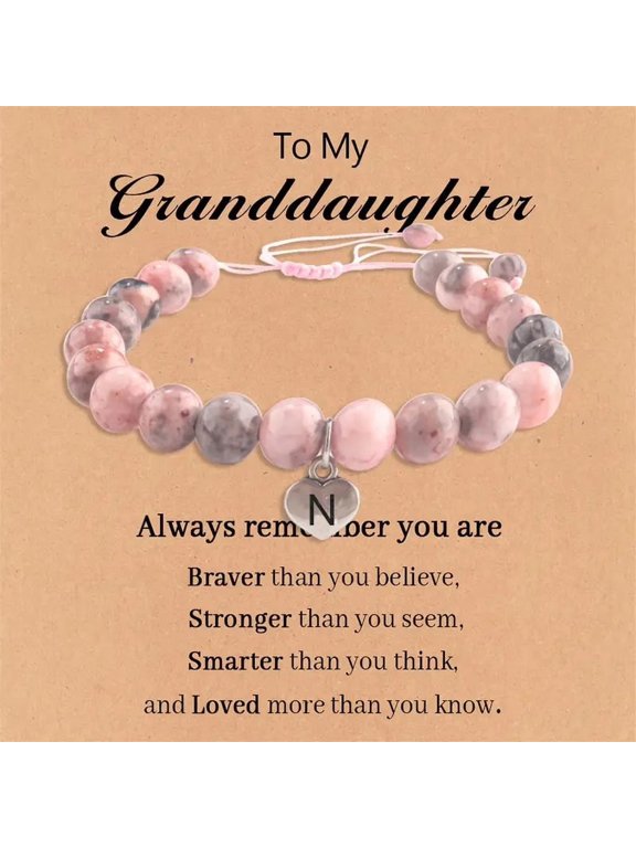 Elegant Personalized Initial A-T Pink Beaded Bracelet for Women & Girls, Ideal First Day of School, Birthday, Christmas Gift for Daughter & Granddaughter
