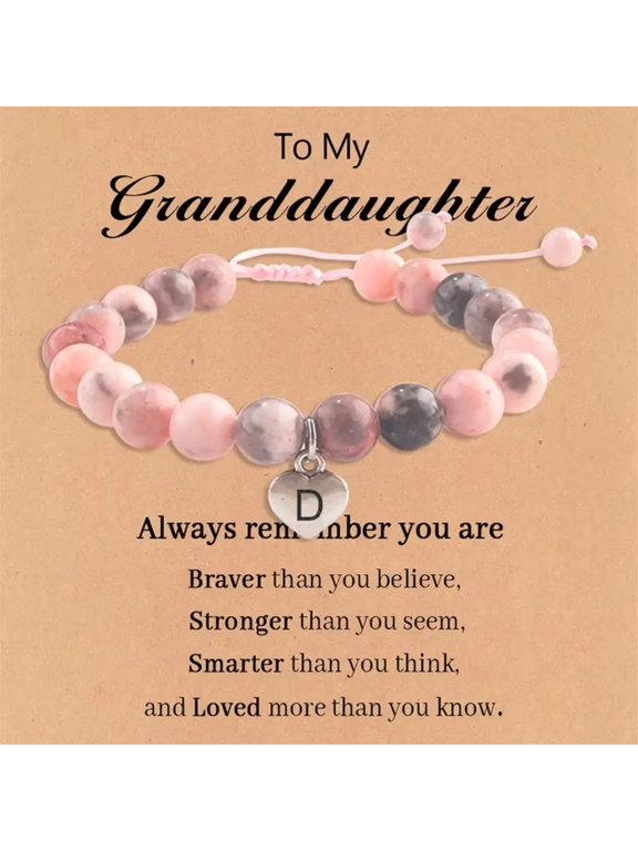 Elegant Personalized Initial A-T Pink Beaded Bracelet for Women & Girls, Ideal First Day of School, Birthday, Christmas Gift for Daughter & Granddaughter