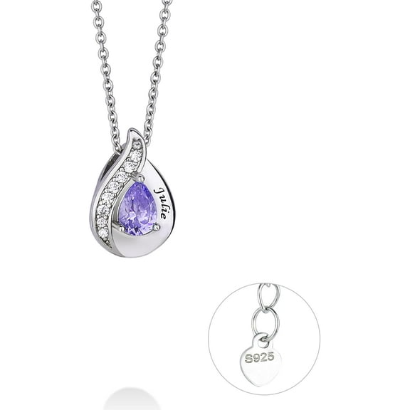 Elegant Personalized Sterling Silver Mother's Necklace: Custom Engraved with 1-5 Name & Birthstone - Unique Gift for Mom, Wife, Girlfriend - Show Your Love on Mother's Day, Anniversary, Christmas