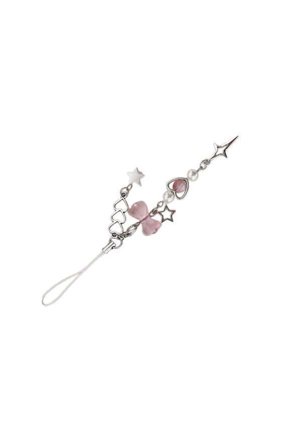 Elegant Phone Pendants Keychain Beaded Bowknot Keyring Decorative Keyring for Wallet Bag Keychains Case