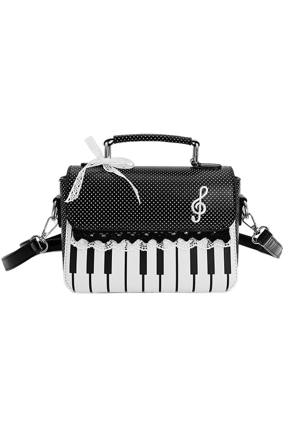 Elegant Piano Purse Handbag for Women Stylish PU Leather Crossbody Shoulder Bag Vintage Piano Pattern Purse for Women
