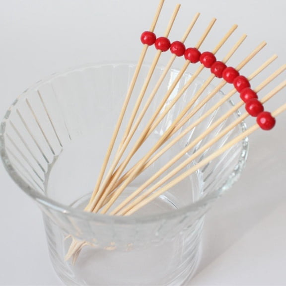 Elegant Picks Set Fancy Toothpicks Skewers for Wedding Party Serving Decorative Food Picks 47 Inch 100PCS, 12 cmx0.1 cm, Red