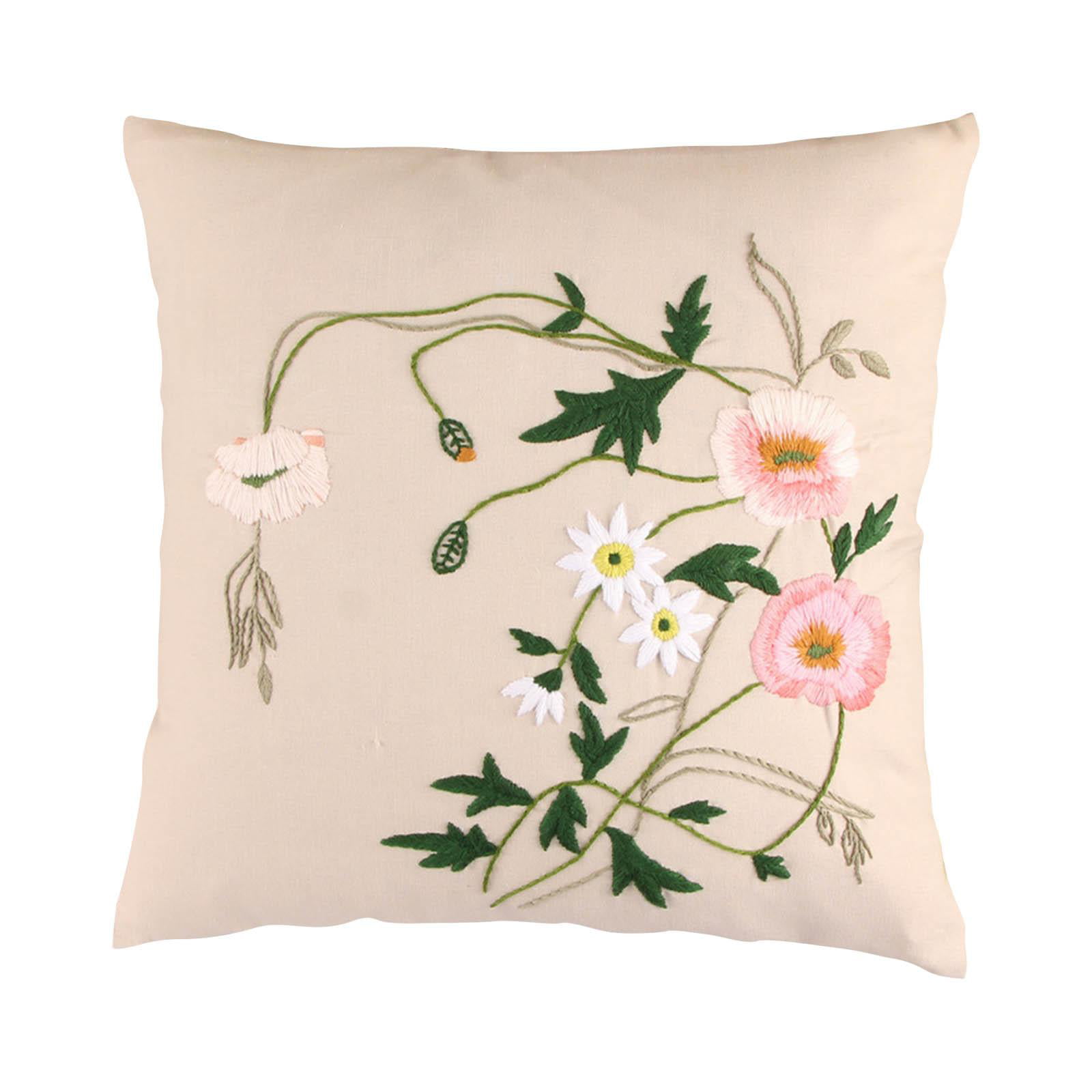 Elegant Pillow Cover Stitch Floral Pattern Handy Sewing Handmade