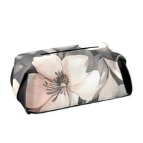 Elegant Pink Blossom Pattern Tissue Box Cover Leather Square Rectangle Tissue Box Holder for Bathroom Living Room Desk Office Decor