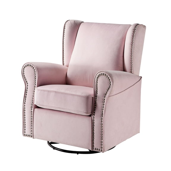 Elegant Pink Chair With Swivel Function And Nailhead Trim - For Living Room Accent Feature Enhances Style