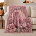 thumbnail image 1 of Elegant Pink Cowgirl Boot Hat Floral, Cozy Botanical Garden Scene, Warm Flannel Blanket for Cabin and Lodge with Detailed Artwork, Garden Lovers Housewarming Gift, Rustic Home Decor, 1 of 9