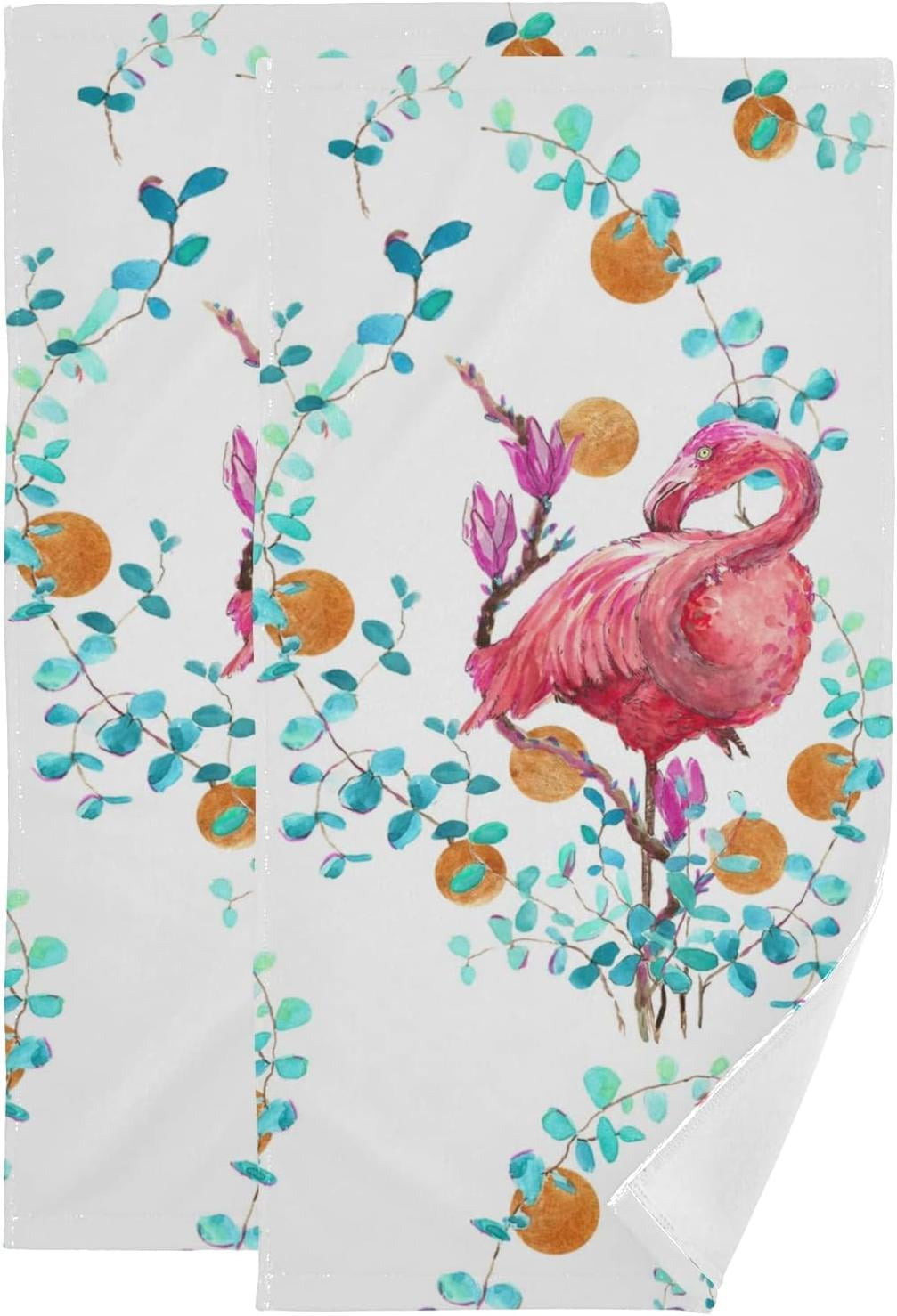 Elegant Pink Flamingo Hand Towels for Bathroom Summer Fruit Leaves Kitchen Towel Set of 2 Ultra Soft and Highly Absorbent Decorative Fingertip Face Bath Towel for Spa Hotel Walmart