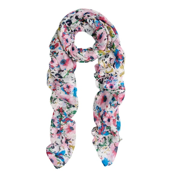 Elegant Pink Floral Print Fragment Fashion Scarf Wrap