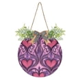 thumbnail image 1 of Elegant Pink Heart Front Door Porch Decoration Hanging Sign with Artificial Green Plants and Bow for Home Outdoor Indoor, 1 of 7