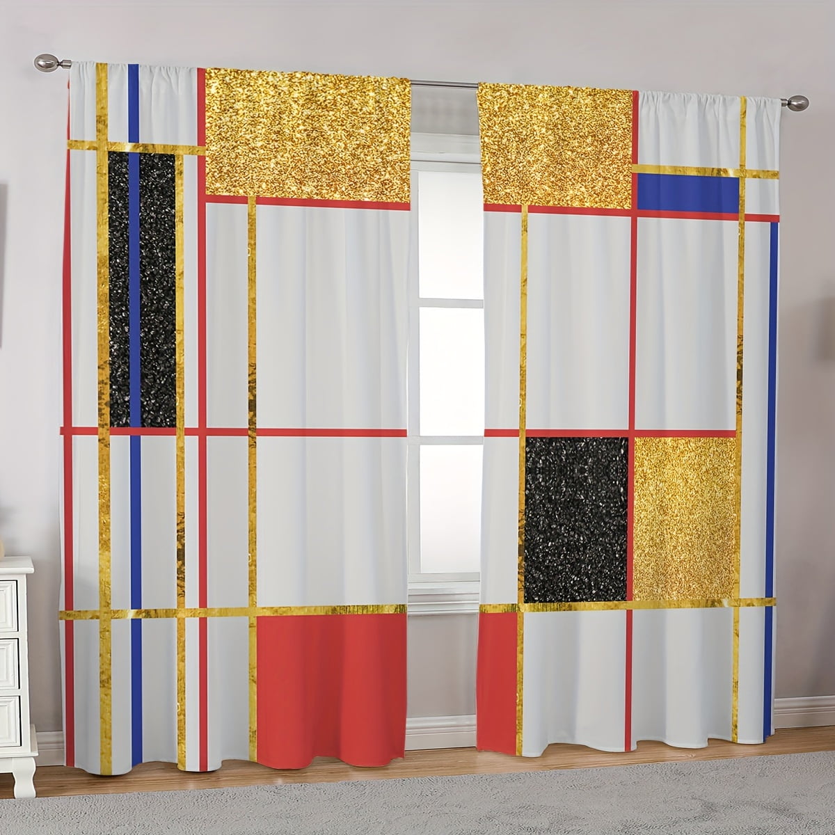 Photo inspiration: Gallery Detail: Elegant Pink Marble Geometric Print Curtains 2Pc Set