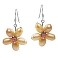 thumbnail image 1 of Elegant Pink Pearl Crystal Daisy Flower .925 Silver Wedding Bridal Earrings, 1 of 2