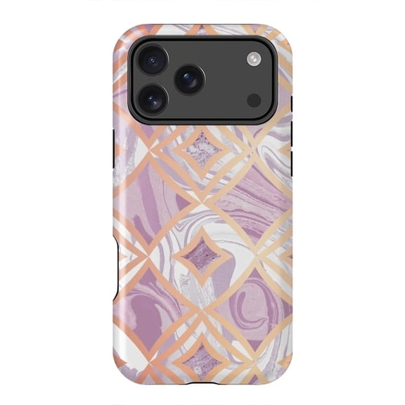 Elegant Pink Rose Gold Marble Tiles Modern Case for iPhone 17 16 15 14 13 12 11 Pro Max