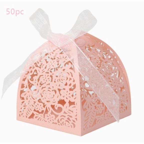 Elegant Pink Rose Laser Cut Wedding Candy Box - Exquisite Packaging for Valentine's Day & Special Events