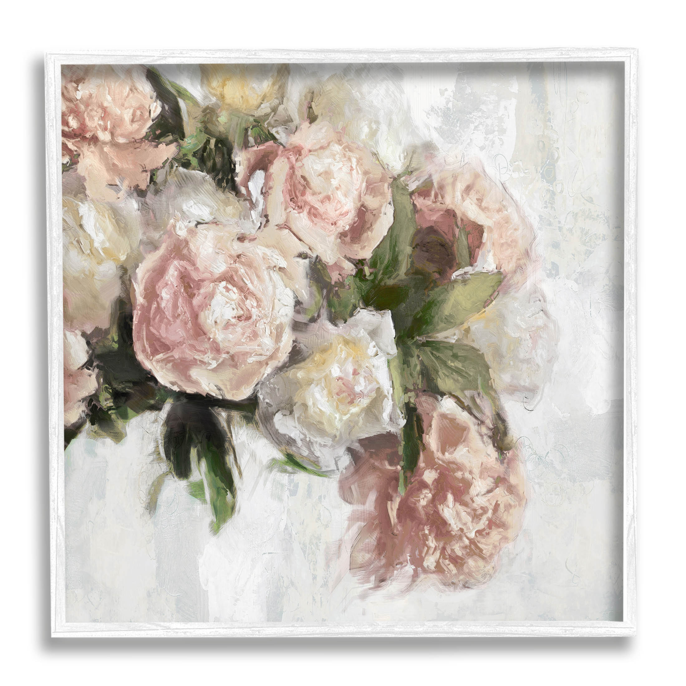 Elegant Pink Roses Arrangement Botanical & Floral Graphic Art White Framed Art Print Wall Art