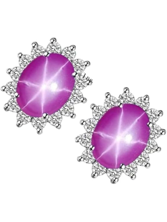 Elegant Pink Star Ruby Stud Earrings 925 Sterling Silver Dainty & Timeless Jewelry for Women, Perfect for Everyday Wear or Special Occasions Rose Gold Vermeil