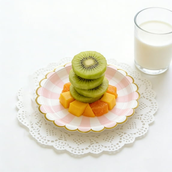 Elegant Pink and Gold Foil Striped Disposable Plates 16 Pack - Stylish Party Tableware for Birthday Celebrations and Special Events