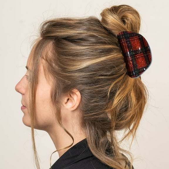 Elegant Plaid Pattern Hair Barrettes for Women and Girls Stylish Non- Grip Hair Clips for Daily Use and