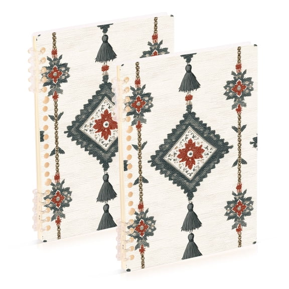 Elegant Plaids with Tassels Notebook Detachable Coil Notebook Diary Plan Book A5 Size 60 Pages 1 Pack
