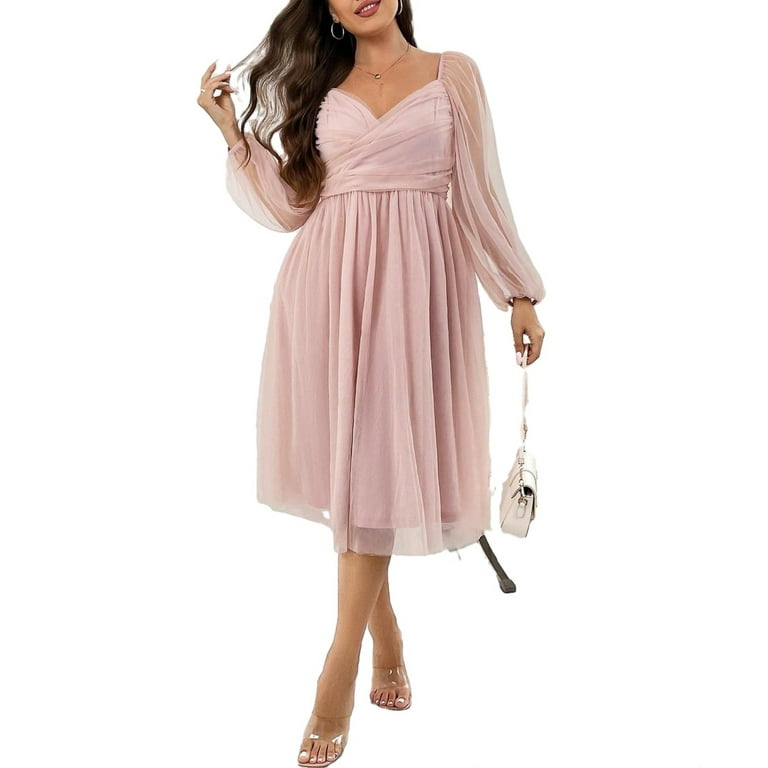 Elegant Plain A Line Sweetheart Neck Baby Pink Plus Size Dresses