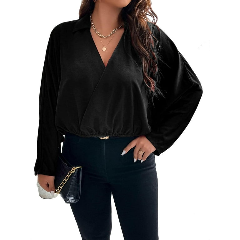 Plus size top blouses walmart